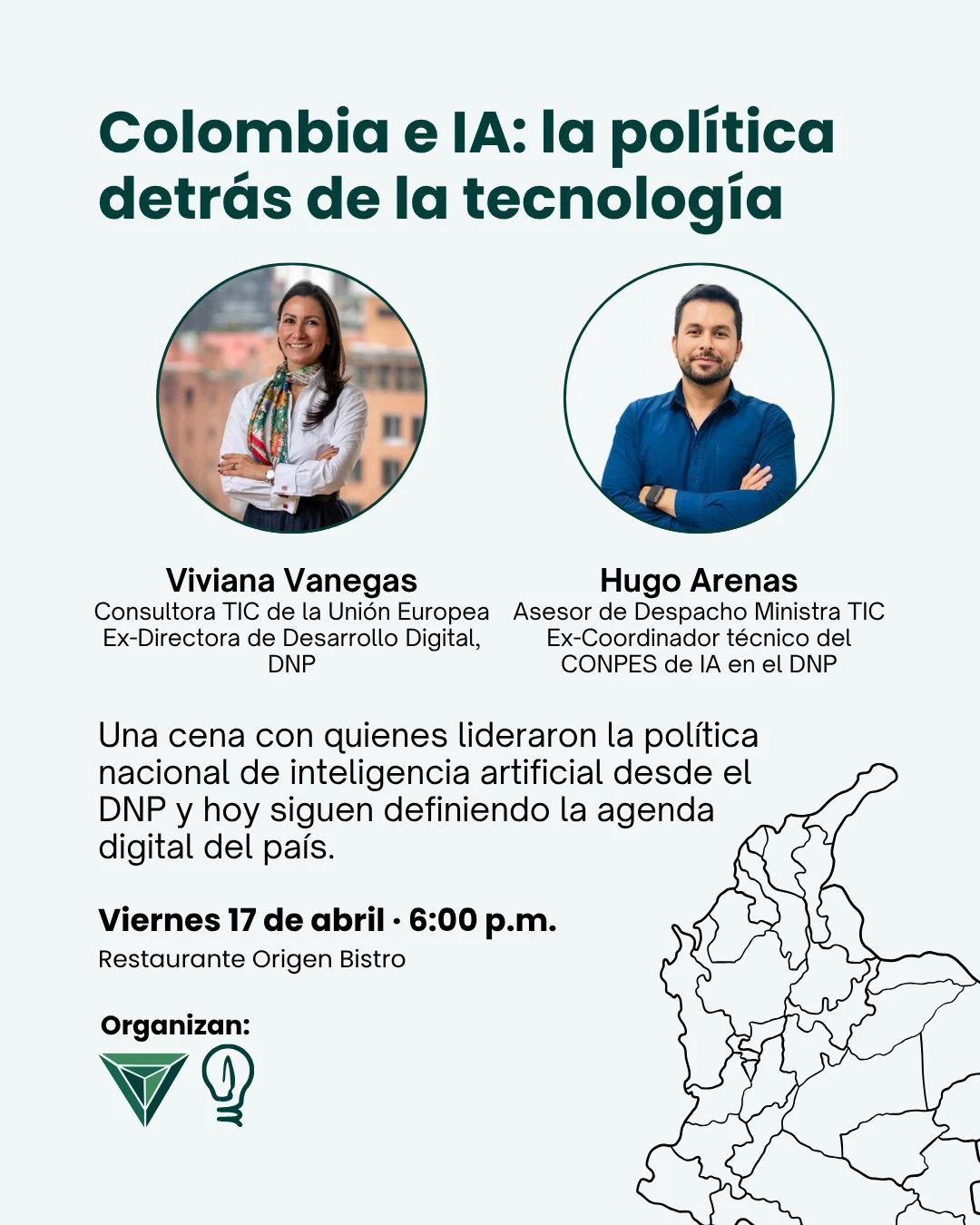 Colombia e IA: la política detrás de la tecnología. Cena, 17 de abr de 2026.