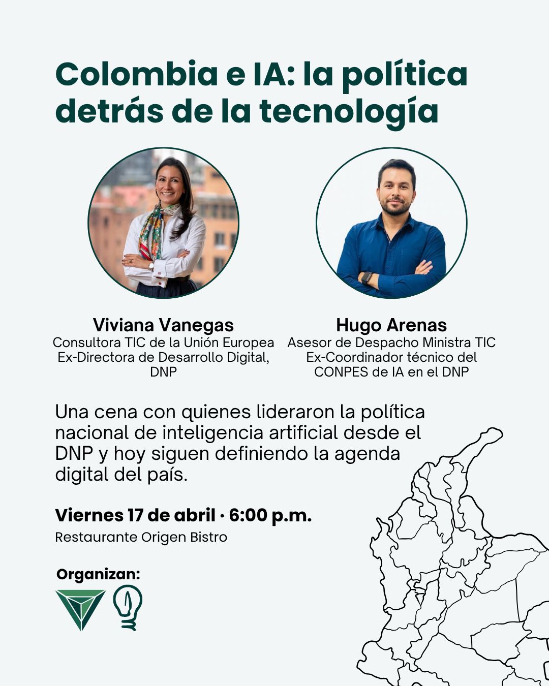 Cena de discusión sobre IA y política pública